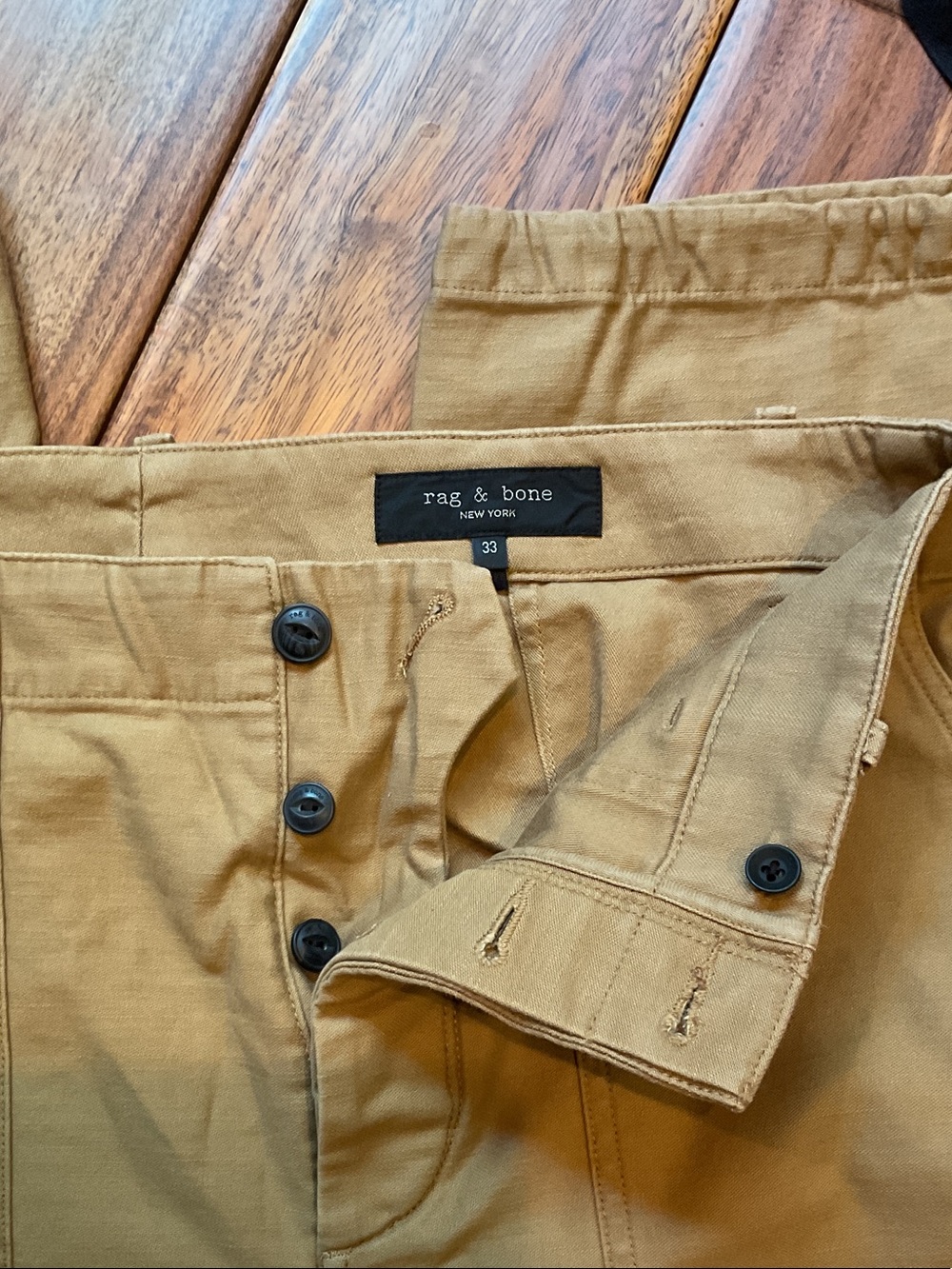 rag & bone Men’s Tan Chinos with Button Fly